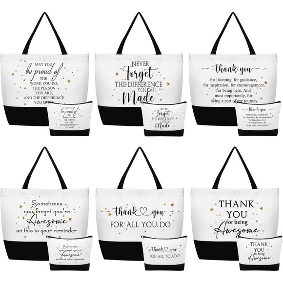 24 Pcs Inspirational Canvas Tote Bags for Women Employee Appreciation Gift - Bul